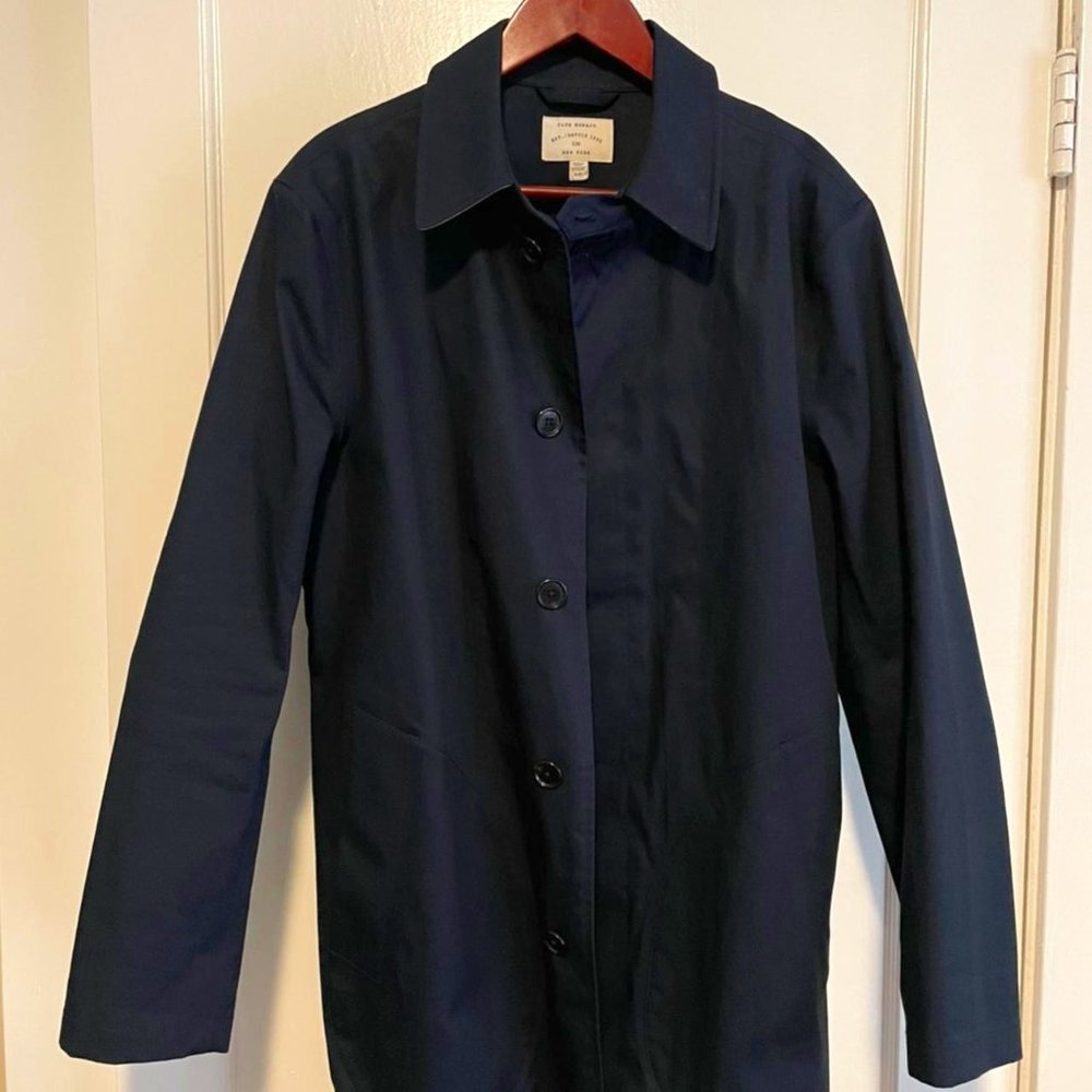 Club Monaco Bonded Mac Rain Coat | Small | Navy Blue | Brand New w/ Tags